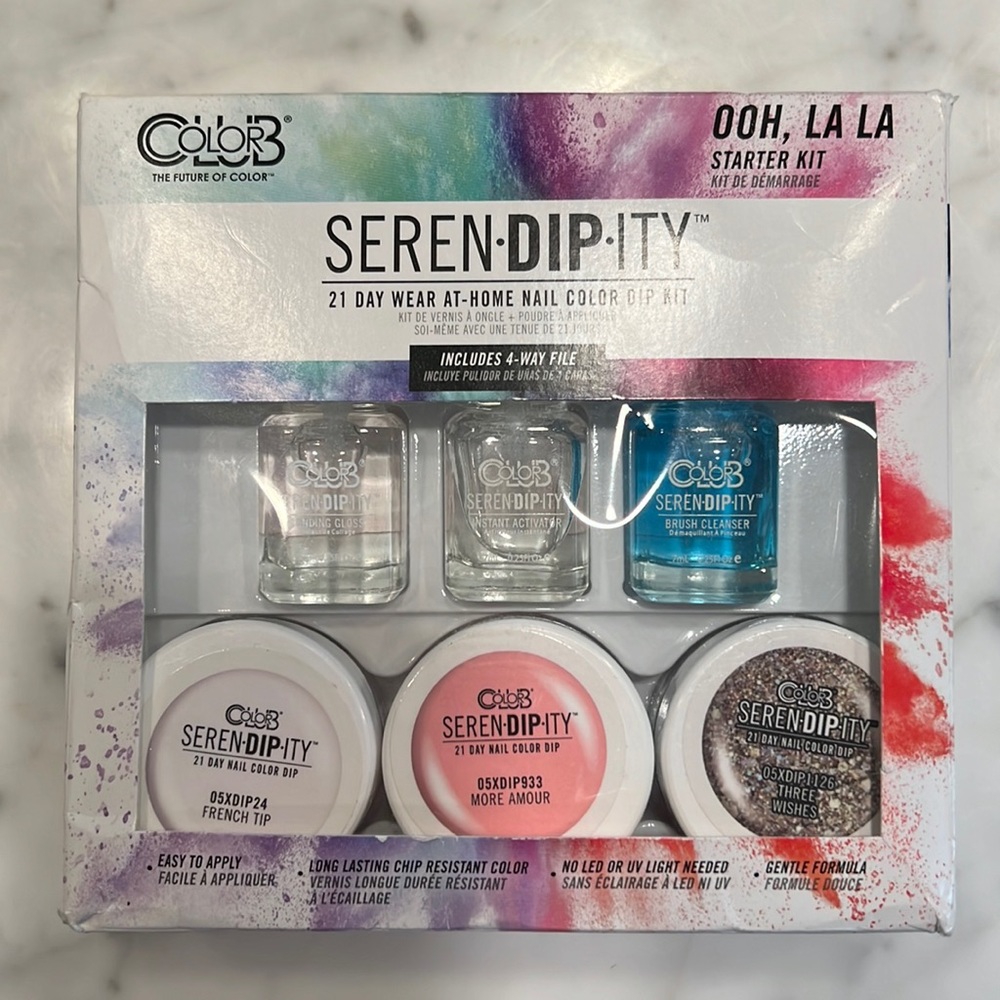 Nail dipping powder with file and brush cleaner